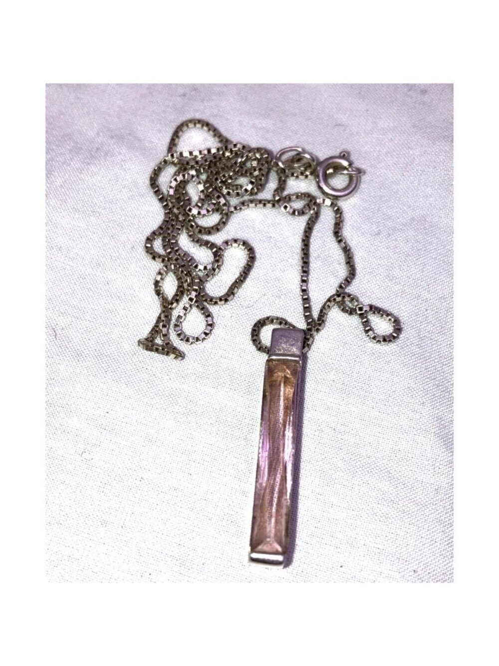 Vintage Sterling Italy Y2K Pink Tourmaline Bar Necklace